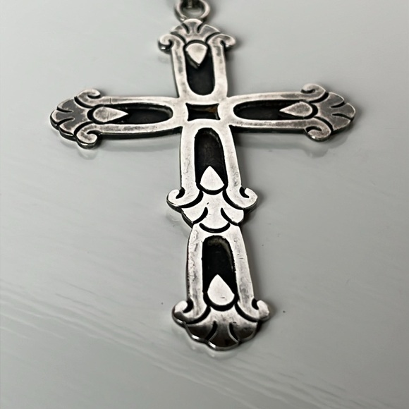 Victoria Cony Sterling Silver Taxco Mexico Cross Pendant - Picture 2 of 10